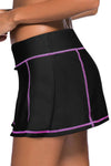Purple Stitch Trim Black Swim Skirt Bottom