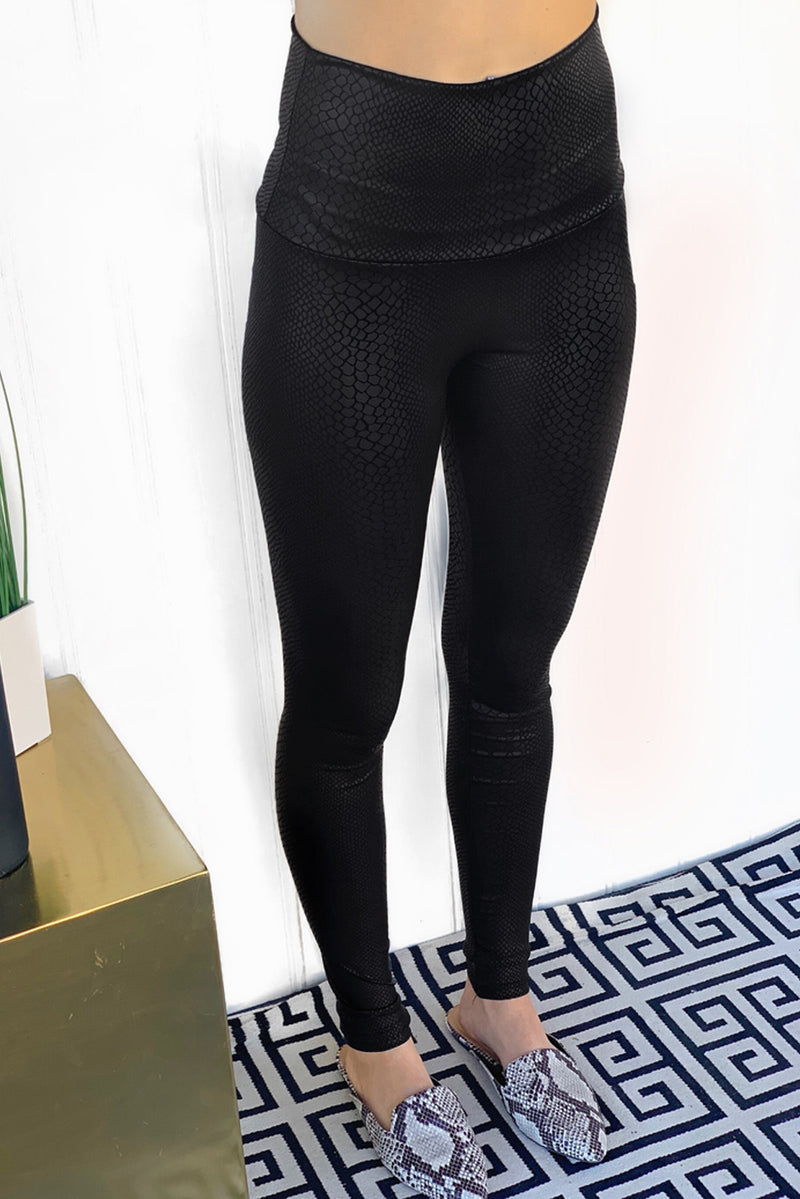 Seamless leggings with silver-colored pattern - Black - Sz. 42-60