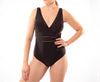 Black Lattice Plunge One Piece Swimsuit