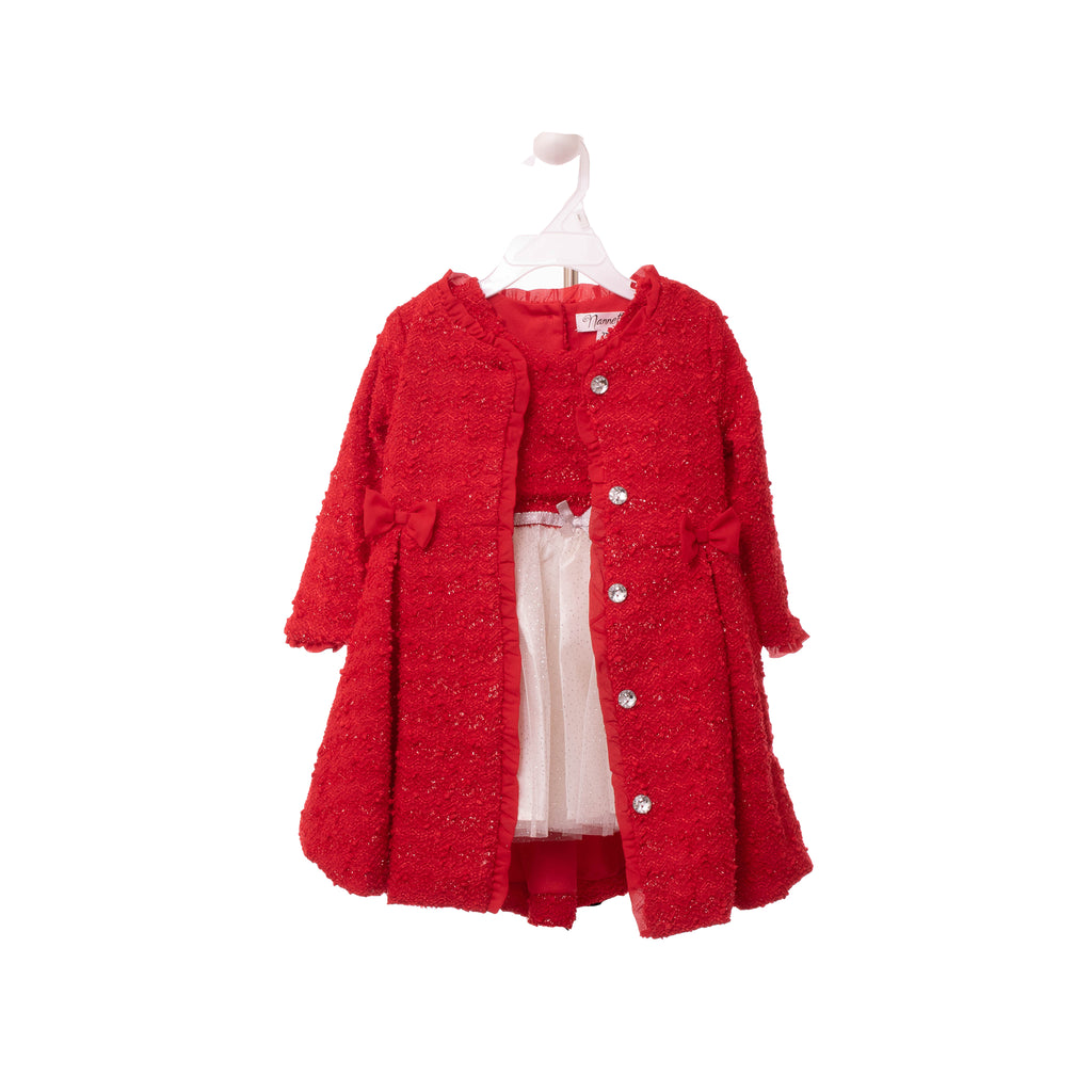 Glitter Red Swing Coat & White A-Line Dress Brunelle Boutique Glitter Red Swing Coat & White A-Line Dress Brunelle Boutique