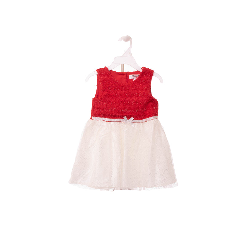 Glitter Red Swing Coat & White A-Line Dress